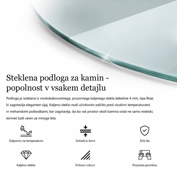 Tvrzené sklo pod krbová kamna Půlkruhová průhledná ppk-400000