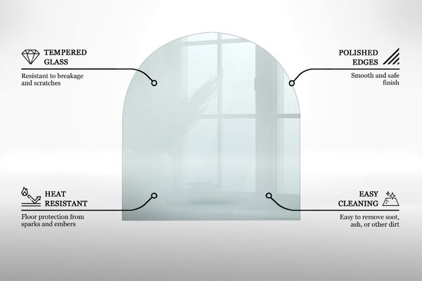 Tvrzené sklo pod krbová kamna Půlkruhová průhledná ppk-400000