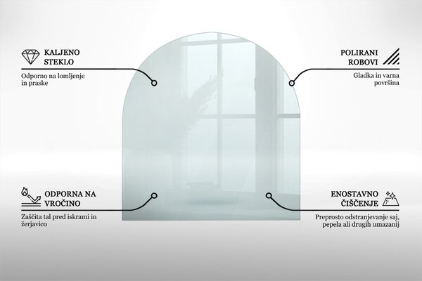 Tvrzené sklo pod krbová kamna Půlkruhová průhledná ppk-400000