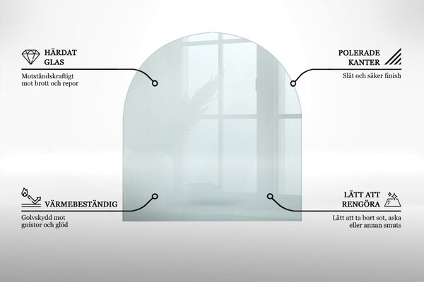 Tvrzené sklo pod krbová kamna Půlkruhová průhledná ppk-400000