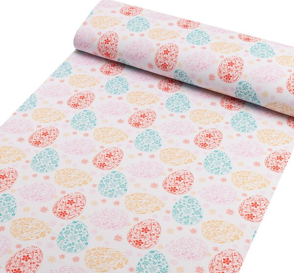 Biante Velikonoční teflonový běhoun na stůl TF-106 Barevné kraslice na bílém 20x120 cm