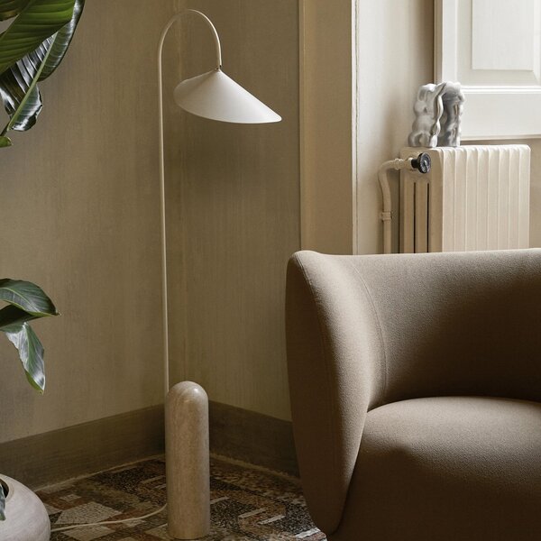 Stojací Lampa ferm LIVING, Arum, Béžová, Obývací pokoj, Mramor, Design