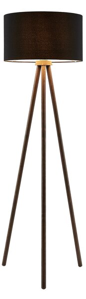 Stojací Lampa Lindby, Majken, Černá, Obývací pokoj, Dřevo, Skandinávský