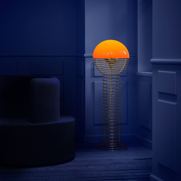 Stojací Lampa Verpan, Wire, Oranžová, Obývací pokoj, Kov, Design