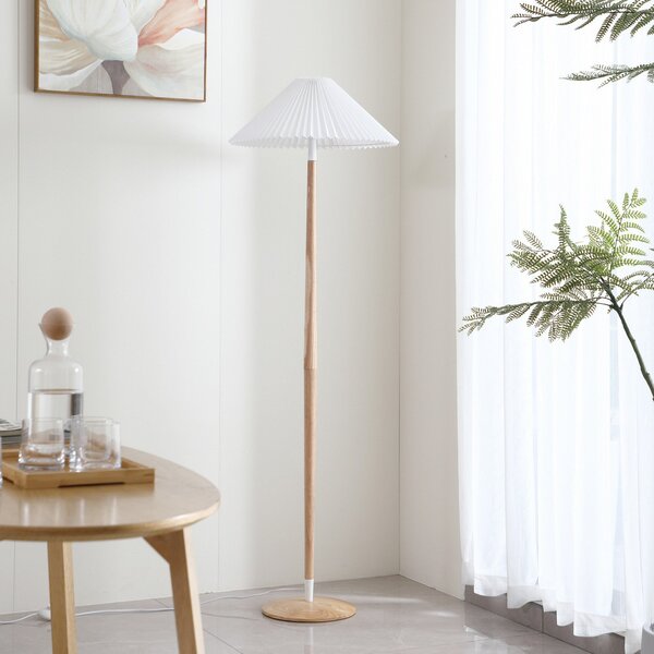 Stojací Lampa Lucande, Ellorin, Bílá, Obývací pokoj, Tkanina / Textil, Venkovský / rustikální