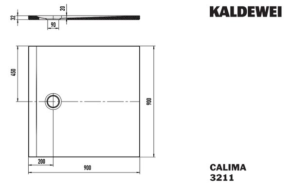 Kaldewei Calima - Sprchová vanička 900x900 mm, SolidLite, Invisible Grip, alpská bílá 321111111001