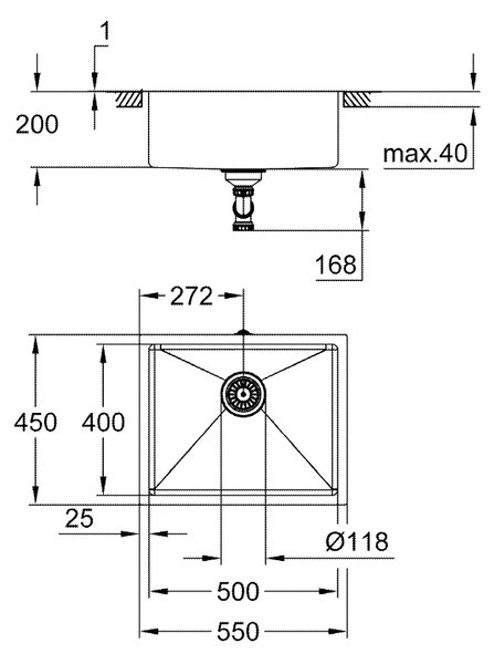 GROHE K700U - Nerezový kuchyňský dřez, kartáčovaná nerezová ocel 31574SD1
