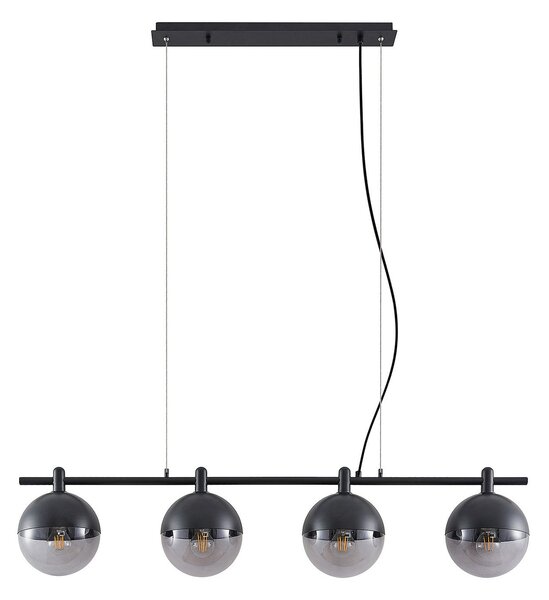 Závěsná svítidlo Lucande, Dustian, stmívatelné, Černá, Kuchyně, Sklo, Design