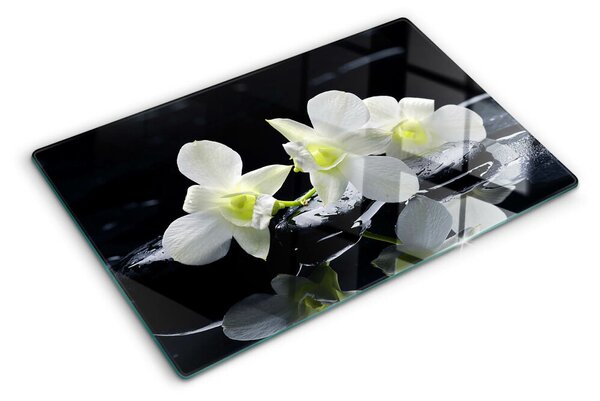 Skleněná krájecí deska Orchideje na černém pozadí ddk-nr-wm-00000629
