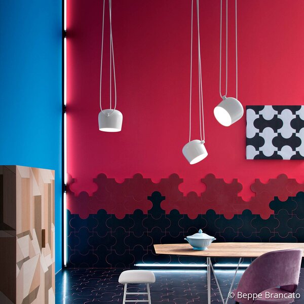Závěsná svítidlo FLOS, AIM Small, stmívatelné, Bílá, Obývací pokoj, Kov, Design