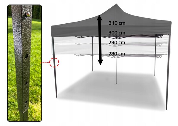 GARDEN PRO nůžkový stan 3x3m šedý