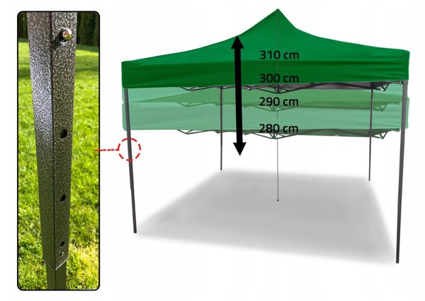 GARDEN PRO nůžkový stan 3x3m zelený