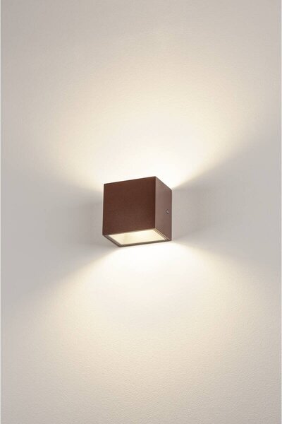 LA 1002034 SITRA CUBE WL, LED venkovní nástěnné a stropní nástavbové svítidlo, rezavě zbarvené, IP44, 3000K, 10W - BIG WHITE (SLV)