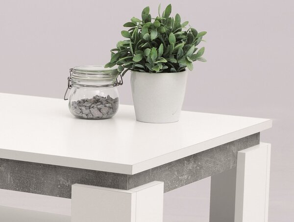 Konferenční stolek Tim, bílý/šedý beton