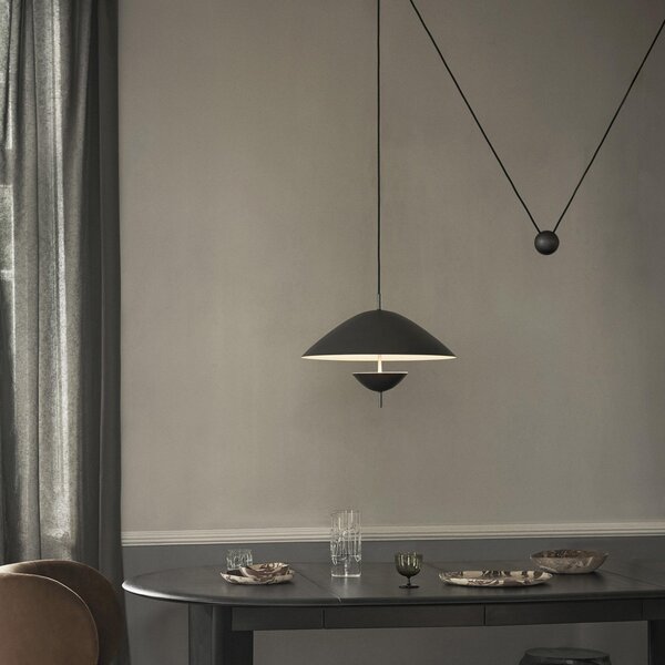 Závěsná svítidlo ferm LIVING, Lod, stmívatelné, Černá, Obývací pokoj, Kov, Design