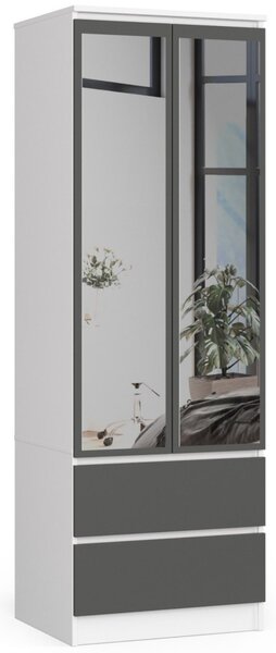 Ak furniture Šatní skříň STAR 60 cm se zrcadlem bílá/grafitová