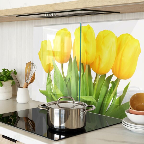 Krájecí prkénko skleněné Žluté tulipány na zeleném pozadí ddk-nr-wm-00001317
