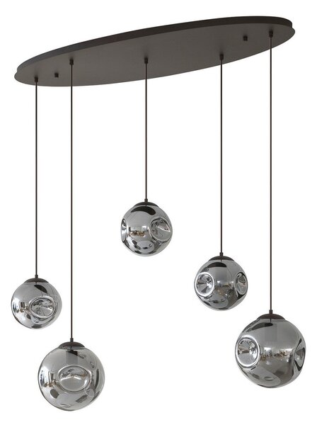 Závěsná svítidlo Lindby, Valentina, stmívatelné, Šedá, Obývací pokoj, Sklo, Design