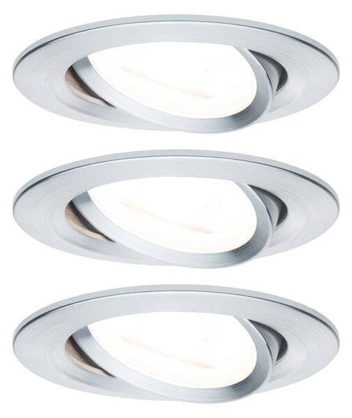 P 93433 Vestavné svítidlo LED Nova kruhové 3x6,5W GU10 hliník broušený nastavitelné - PAULMANN