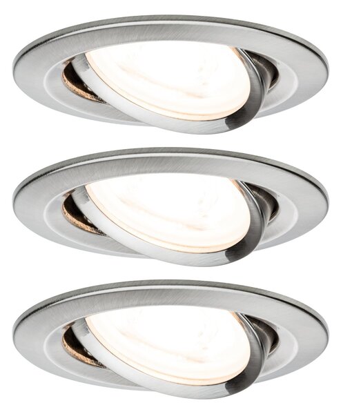 P 93429 Vestavné svítidlo LED Nova kruhové 3x6,5W GU10 kov kartáčovaný nastavitelné - PAULMANN
