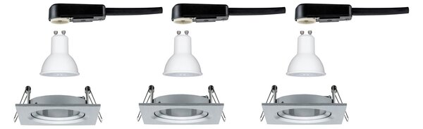 P 93438 Vestavné svítidlo LED Nova hranaté 3x6,5W GU10 hliník broušený nastavitelné - PAULMANN
