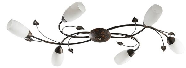 Stropní Lampa Lindby, Stefania, stmívatelné, Hnědá / Rezavá, Obývací pokoj, Sklo, Starožitný