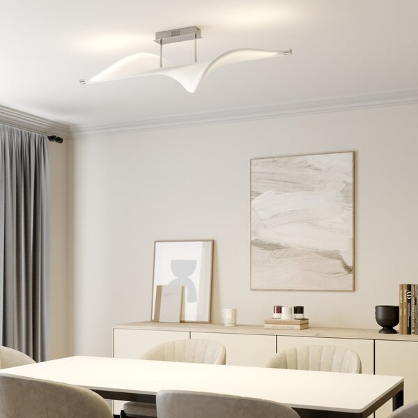 Stropní Lampa Lucande, Edano, stmívatelné, Bílá, Obývací pokoj, Tkanina / Textil, Moderní