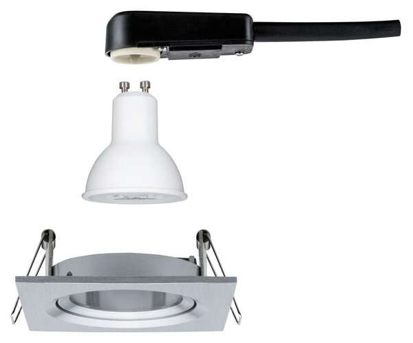 P 93473 Vestavné svítidlo LED Nova hranaté 1x6,5W GU10 hliník broušený nastavitelné 3-krokové-stmívatelné - PAULMANN