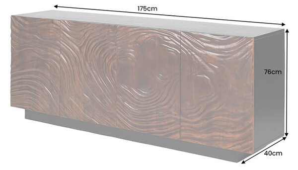 Komoda FLUID 3D 175 CM ořechově hnědá masiv akácie Nábytek | Úložné prostory | Komody | Nízké