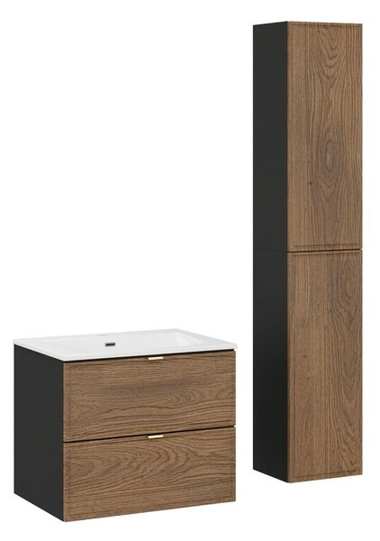 Comad Koupelnová sestava se zápustným umyvadlem a skříňkami Talia Casella Sky 60 cm černý mat/dub casella