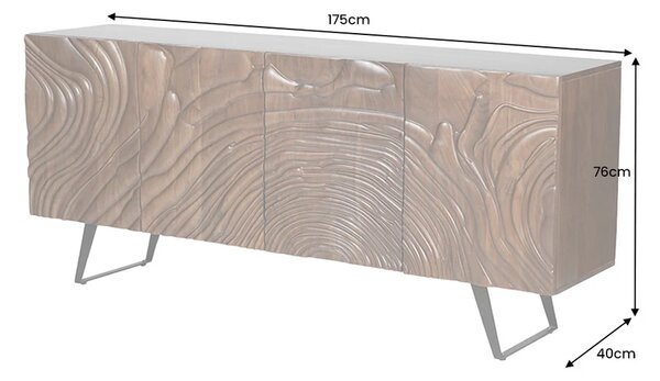 Komoda FLUID II 3D 175 CM ořechově hnědá masiv akácie Nábytek | Úložné prostory | Komody | Všechny komody