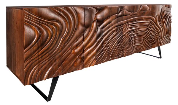 Komoda FLUID II 3D 175 CM ořechově hnědá masiv akácie Nábytek | Úložné prostory | Komody | Všechny komody
