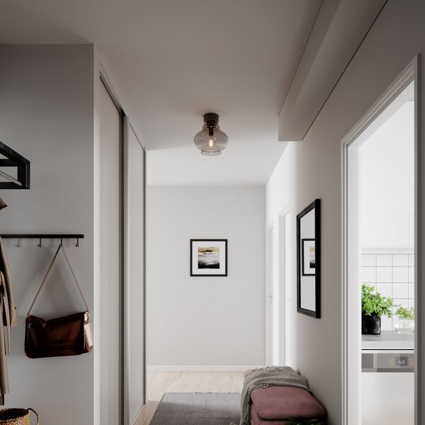 Stropní Lampa By Rydéns, Dolores, stmívatelné, Šedá, Obývací pokoj, Sklo, Skandinávský