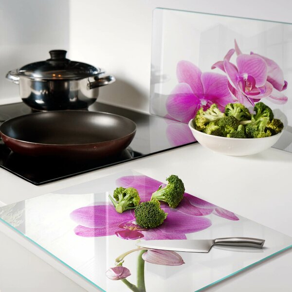 Skleněné krájecí prkénko Orchideje v odstínech růžové ddk-nr-wm-00001803