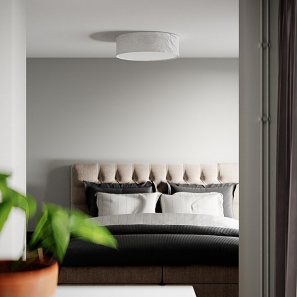 Stropní Lampa By Rydéns, Vita, stmívatelné, Bílá, Obývací pokoj, Tkanina / Textil