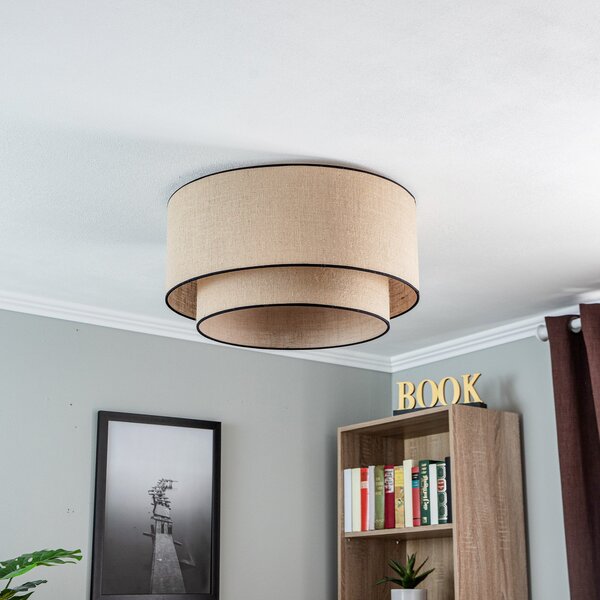 Stropní Lampa Euluna, Boho jute & black, stmívatelné, Hnědá / Rezavá, Obývací pokoj, Tkanina / Textil, Boho