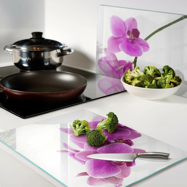 Krájecí prkénko skleněné Květy orchidejí v odstínech růžové ddk-nr-wm-00001805