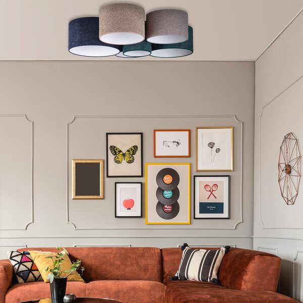 Stropní Lampa Euluna, Boucle, stmívatelné, Obývací pokoj, Tkanina / Textil