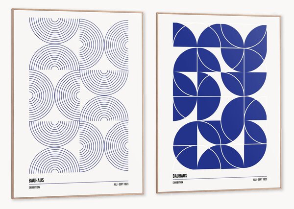 Sada zarámovaných digitálních tisků Bauhaus Shapes, 2 díly