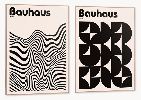 Sada zarámovaných digitálních tisků Bauhaus Shapes, 2 díly