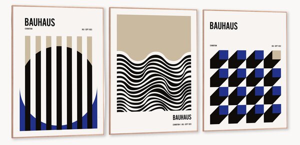 Sada zarámovaných digitálních tisků Bauhaus, 3 díly