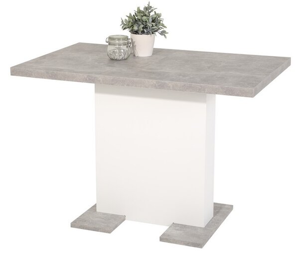 Jídelní stůl Britt 110x69 cm, šedý beton/bílý