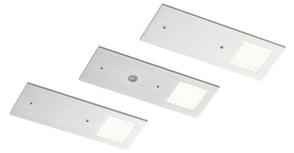 Nortra LED podsvícení, sada 3 ks, hliníková barva Arcchio, Nortra, stmívatelné, Metalická, Obývací pokoj, Kov, Moderní