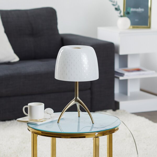 Stolní lampa Foscarini, Lumiere, stmívatelné, Bílá, Obývací pokoj, Sklo, Design