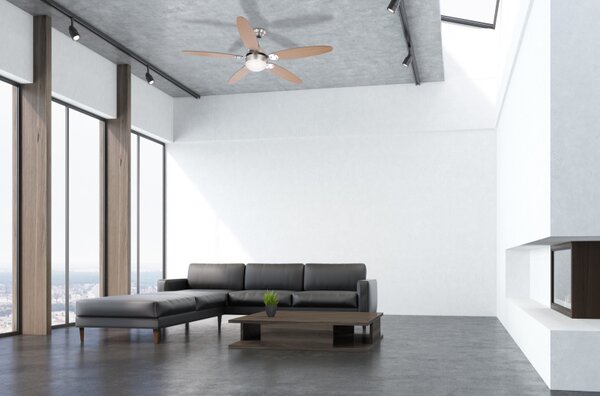 Globo 0308 AZURO - Stropní ventilátor s osvětlením v dekoru dřeva , 1 x E14 (Ventilátor na strop se zpětným chodem)
