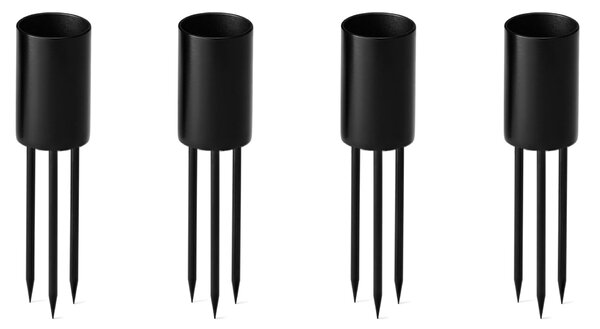 Zapichovací svícen na svíčku Black Medium – set 4 ks