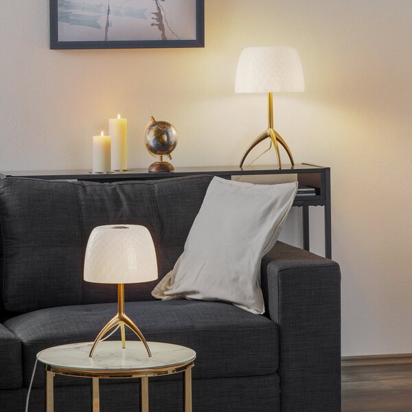 Stolní lampa Foscarini, Lumiere, stmívatelné, Bílá, Obývací pokoj, Sklo, Design