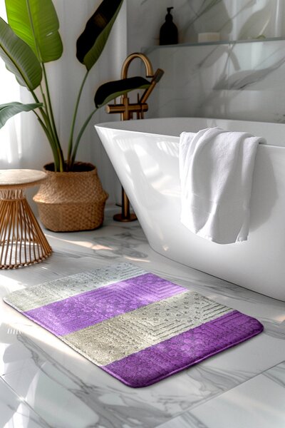 Koupelnová předložka fialová/béžová SLV Comfort, 1 set