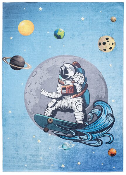 Chemex Dětský koberec Emma Kids - planety a astronaut - modrý Rozměr koberce: 80x150
