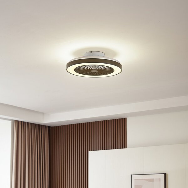 Teleo LED Stropní ventilátor Černá Lindby, Teleo, stmívatelné, Černá, Obývací pokoj, Plast, Moderní